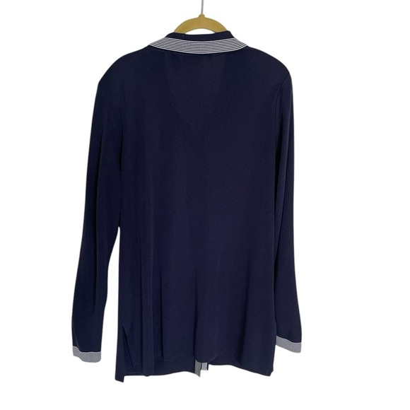 Exclusively Misook Navy White Nautical Sailor Cardigan Small - Picture 7 of 7